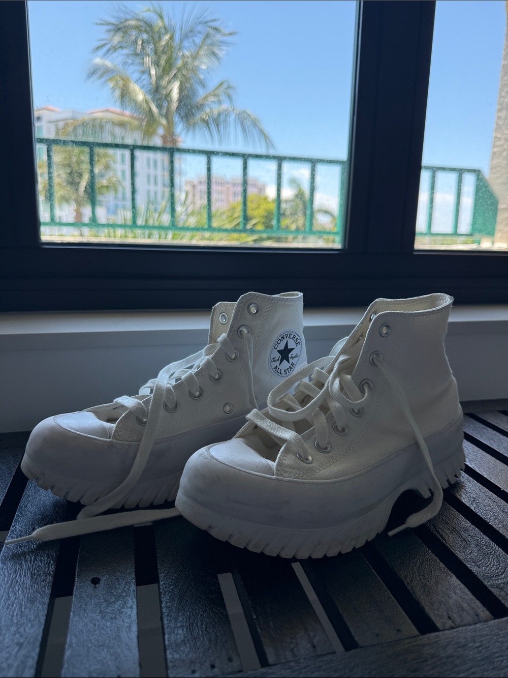 Converse White High-Top Platform Lug-Sole Sneakers